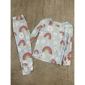 Posh Peanut Flowers Rainbows Blue Pajamas Size 3-4‎ P35